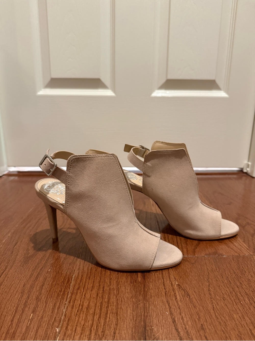 Vince Camuto Nude Open-Toe Slingback Heels